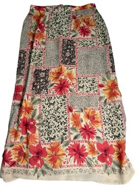 Emma James Patchwork Floral Maxi Skirt - Red, Yellow & Green